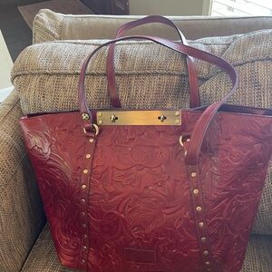 Patricia Nash Embossed Burgundy Leather Tote